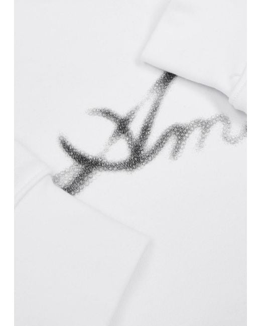 Amiri White Smoke Crystal-embellished Logo Hooded Cotton Sweatshirt for men