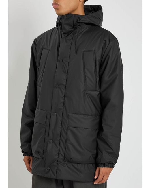 Rains Black Lohja Quilted Rubberised Jacket for men
