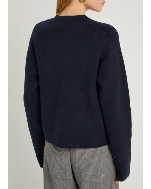 Totême Blue Wool-Blend Cardigan