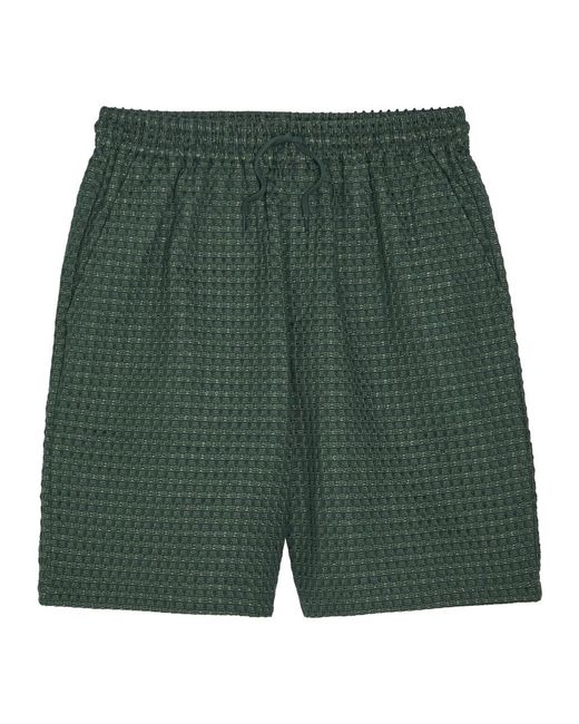 Les Deux Green Checked Seersucker Shorts for men