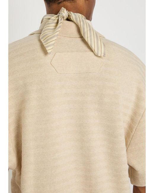 Jacquemus Natural Le Polo Maille Striped Cotton-Blend Polo Shirt for men
