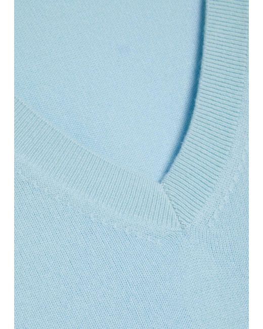 Alice + Olivia Blue Williams V-Neck Cashmere-Blend Jumper