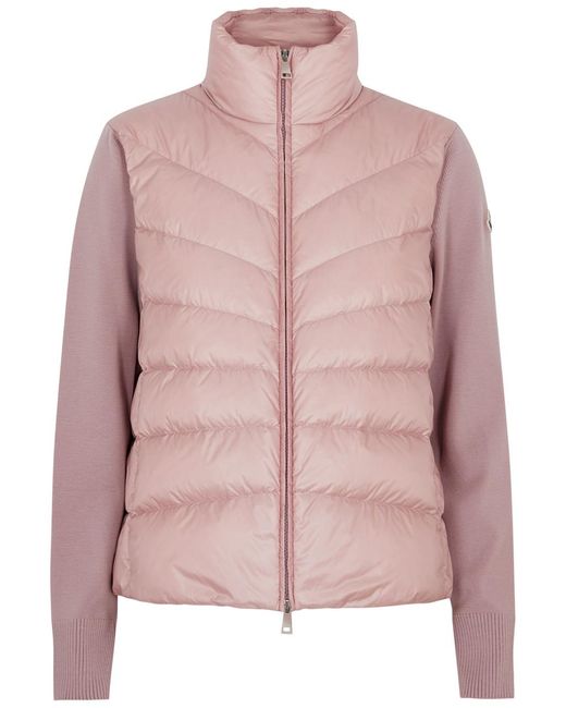 Moncler Pink Quilted Shell And Wool Jacket