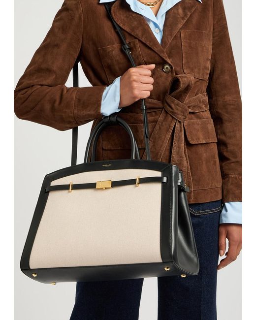 DeMellier London Natural The Hudson Leather And Canvas Top Handle Bag