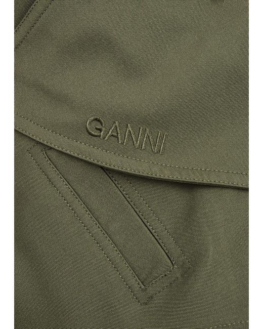 Ganni Green Logo-Embroidered Twill Jacket