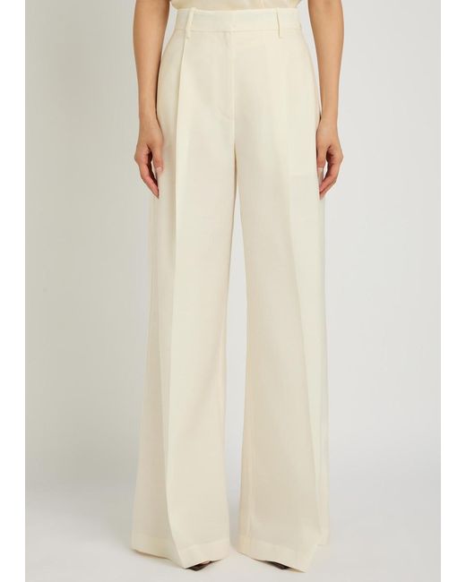 Heirlome Natural Laurence Wide-Leg Wool And Silk-Blend Trousers