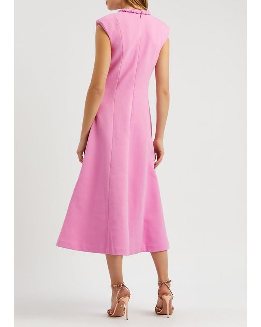 Rebecca Vallance Pink Rochelle Textured Midi Dress