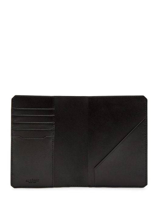 AU DEPART Black Logo Leather Passport Case for men