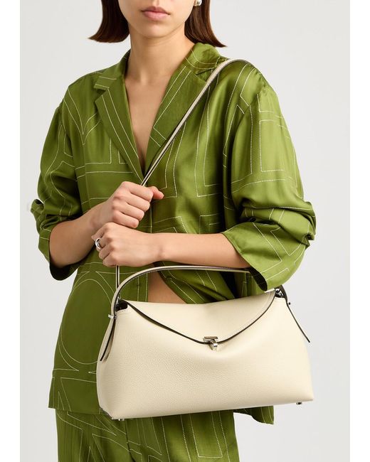 Totême Natural T-Lock Leather Top Handle Bag