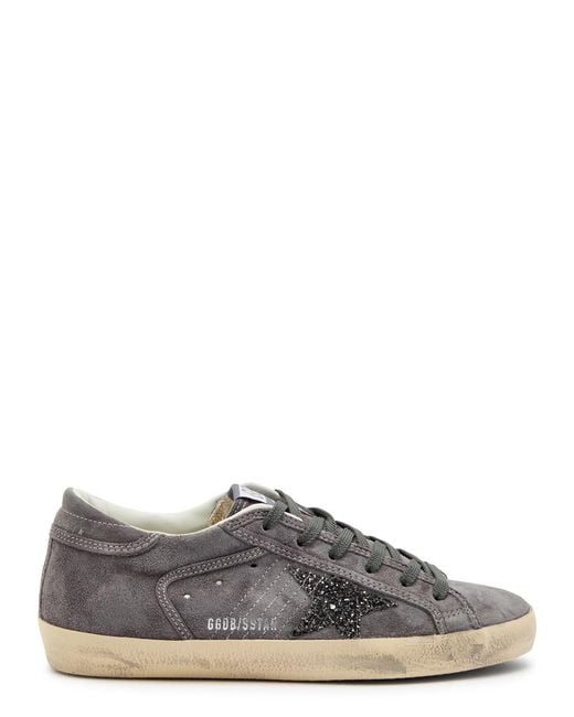 Golden Goose Deluxe Brand Gray Super-Star Glittered Suede Sneakers