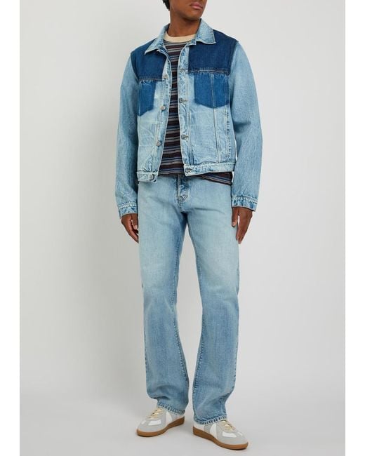 Maison Margiela Blue Straight-Leg Washed Denim Trousers for men