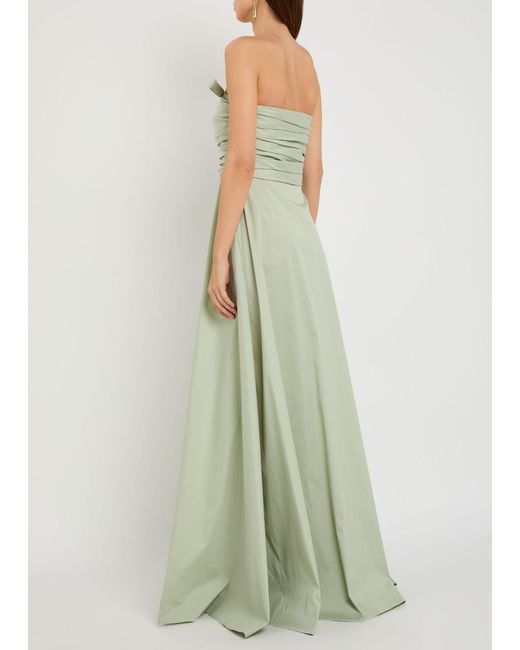 BERNADETTE Green Lucinda Ruched Taffeta Maxi Dress