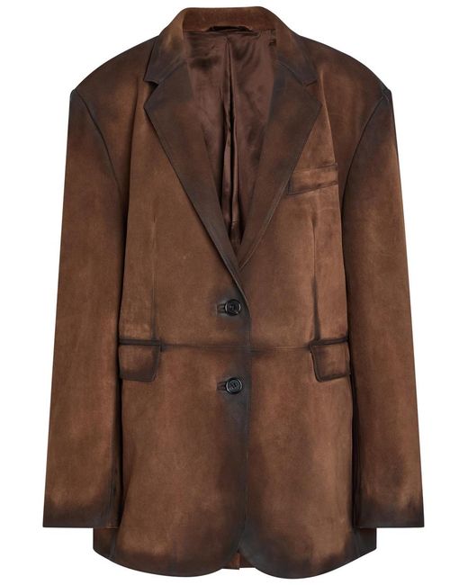 Acne Brown Distressed Suede Blazer
