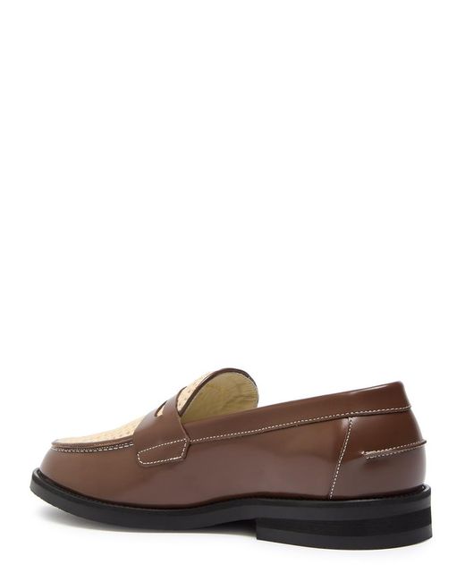 Duke & Dexter Brown Wilde Rattan Panelled Leather Loafers for men