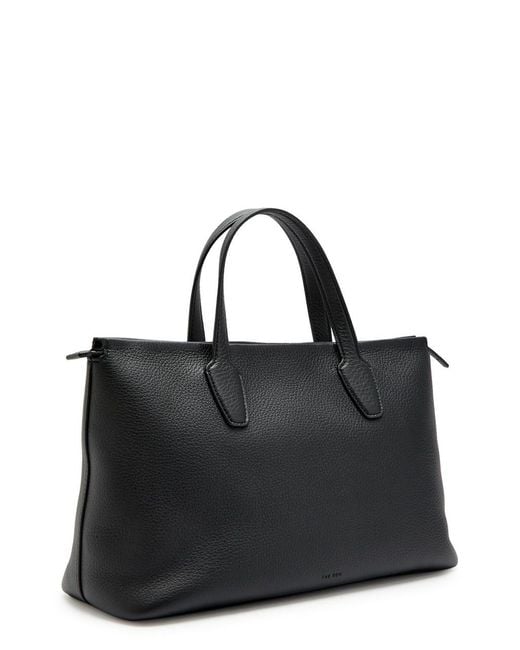 The Row Black Marcel Grained Leather Tote