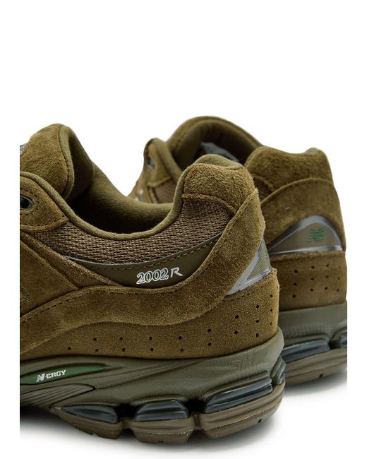 New Balance Green 2002R Panelled Suede And Mesh-Knit Sneakers