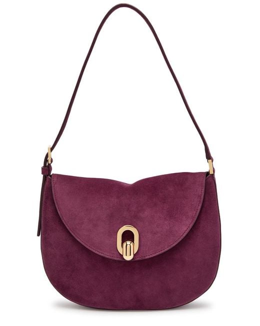 SAVETTE Purple Tondo Small Suede Shoulder Bag