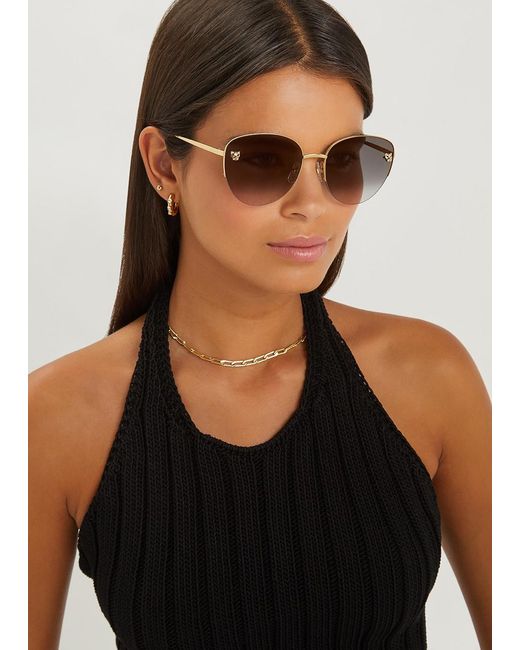 Cartier Brown Panthère De Tone Oval Frames, Sunglasses, Acetate