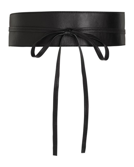 Eileen Fisher Black Wraparound Leather Obi Belt