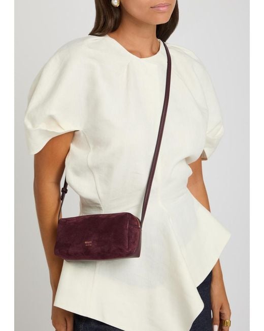 Khaite Purple Kye Mini Suede And Leather Cross-Body Bag