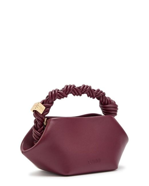 Ganni Purple Bou Mini Leather Top Handle Bag