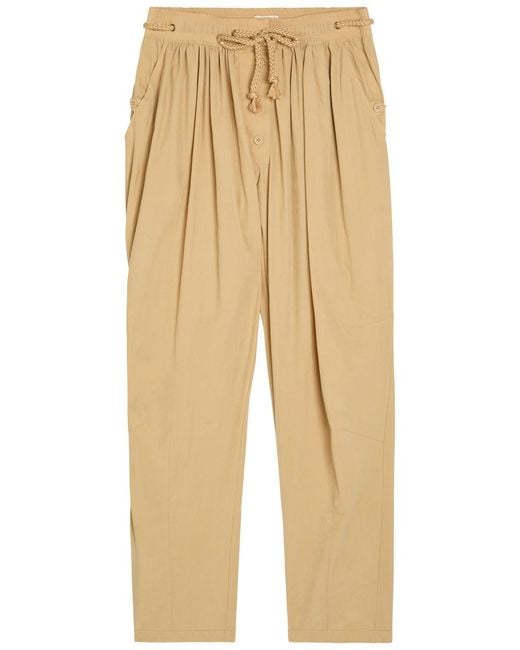 Isabel Marant Natural Falcona Drawstring Woven Trousers