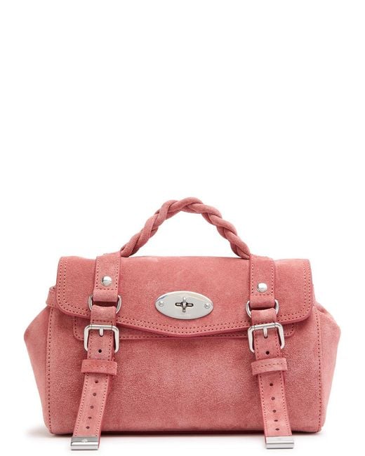 Mulberry Pink Mini Alexa Suede Top Handle Bag