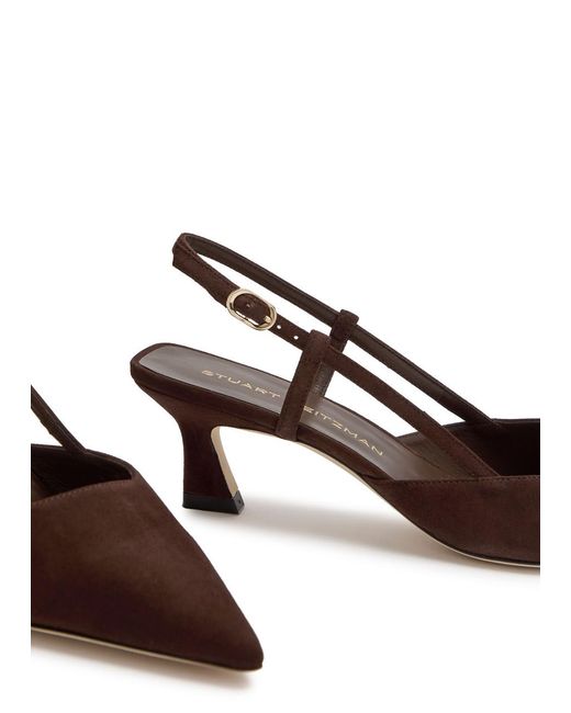 Stuart Weitzman Brown Vinnie 50 Suede Slingback Pumps