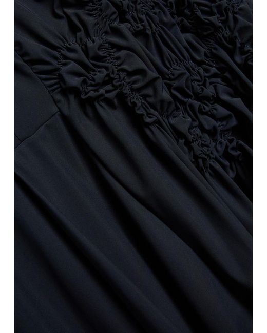High Blue Canticle Gathered Stretch-Polyamide Midi Dress