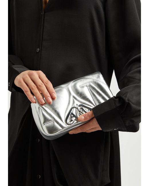 Alexander McQueen Metallic Seal Mini Leather Shoulder Bag