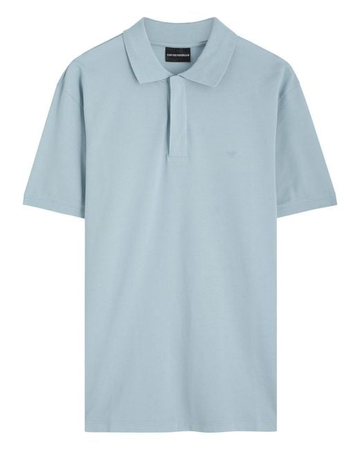 Emporio Armani Blue Classic Cotton Polo Shirt for men