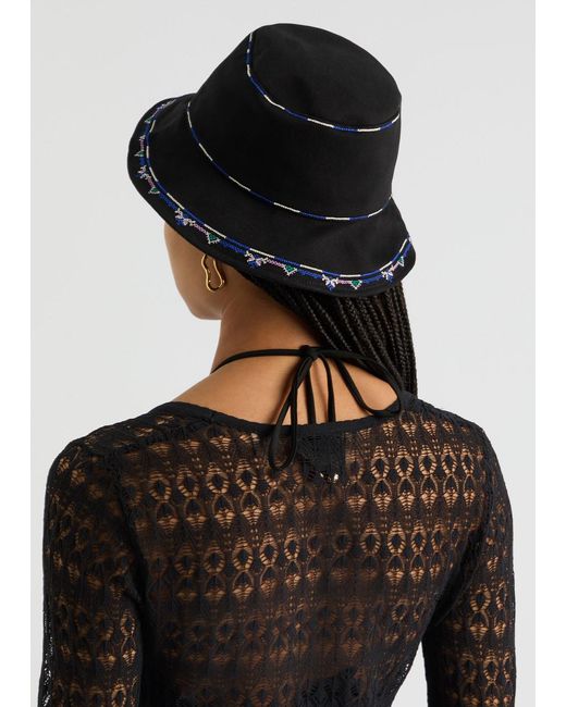 Isabel Marant Black Halena Embroidered Cotton Bucket Hat