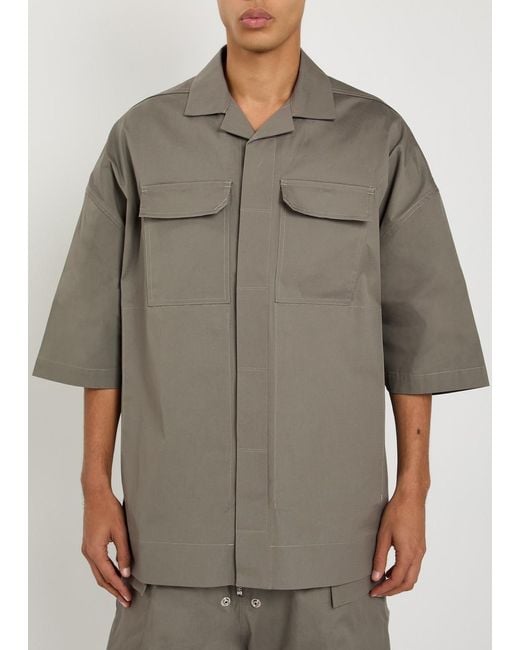 Rick Owens Gray Magnum Tommy Oversized Stretch-Cotton Poplin Shirt for men