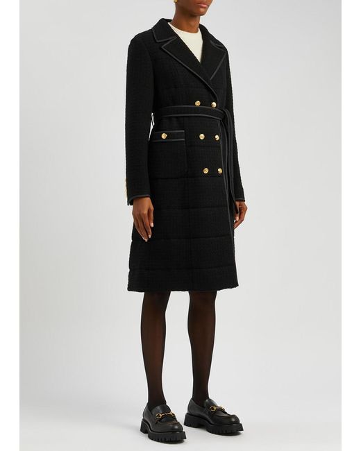 Gucci Black Double-breasted Bouclé Wool-blend Coat