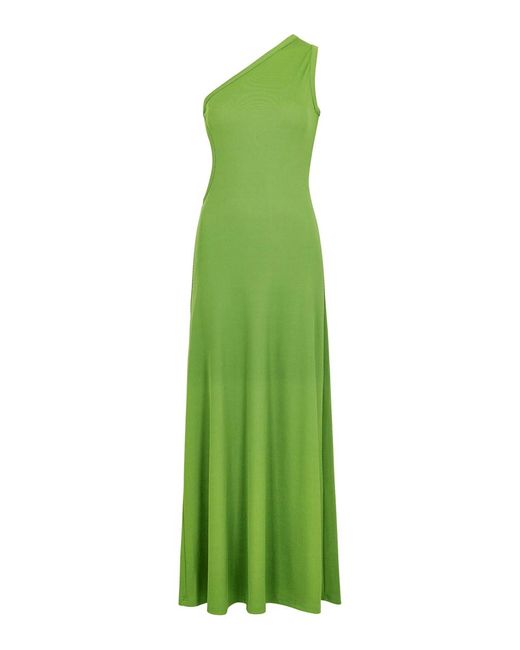 Christopher Esber Green Fran One-Shoulder Jersey Maxi Dress