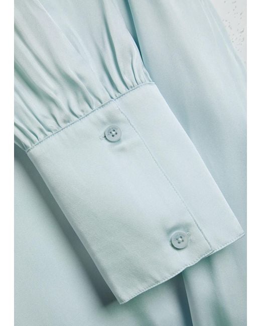 Anine Bing Blue Bethany Silk-Blend Shirt