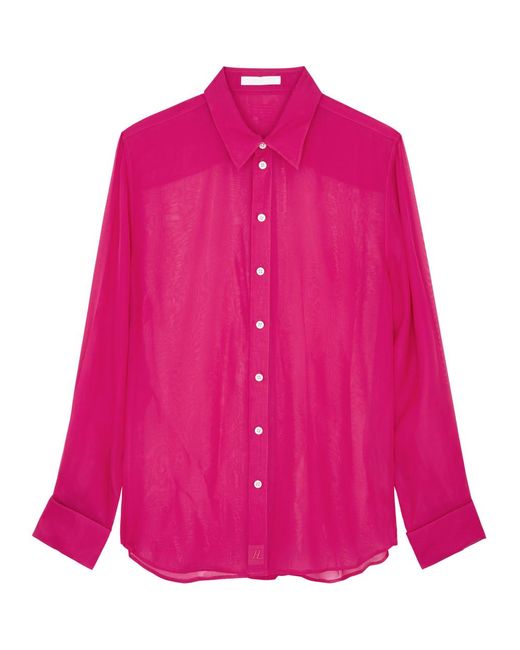 Helmut Lang Pink Sheer Silk-Chiffon Shirt