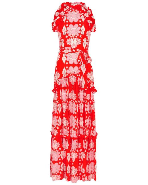 Borgo De Nor Red Tatiana Floral-Print Maxi Dress