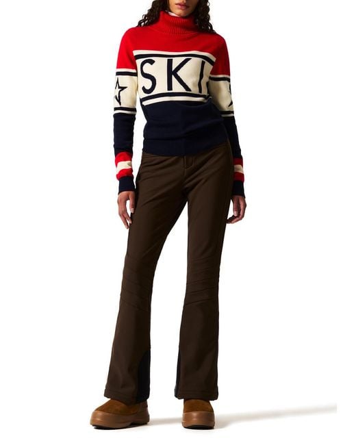 Perfect Moment Red Schild Roll-Neck Merino Wool Sweater