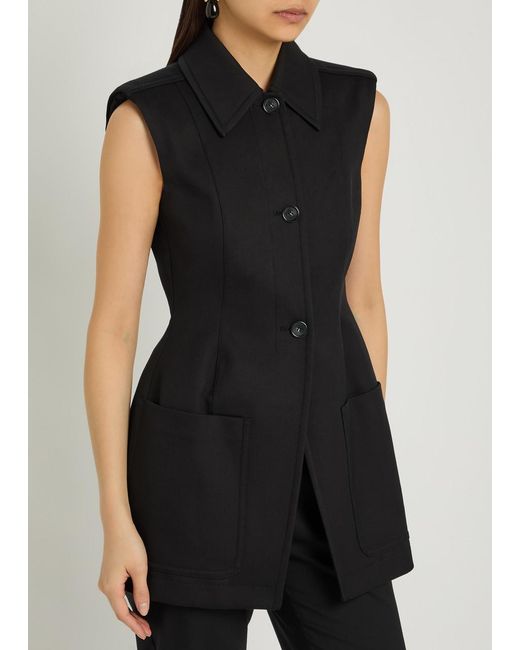 Sportmax Black Sleeveless Cotton-Blend Blazer