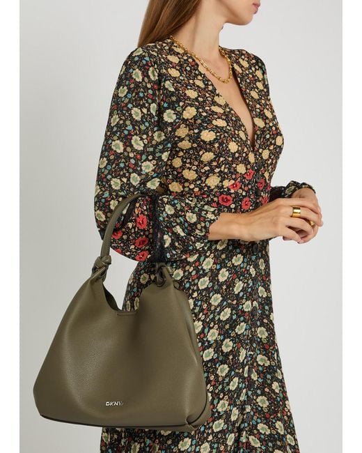 DKNY Green Paula Medium Grained Leather Tote Bag