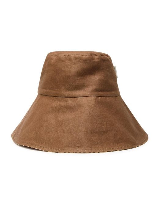 Zimmermann Natural Reversible Printed Linen Bucket Hat