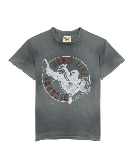 GALLERY DEPT. Gray Headline Records Printed Cotton T-Shirt for men