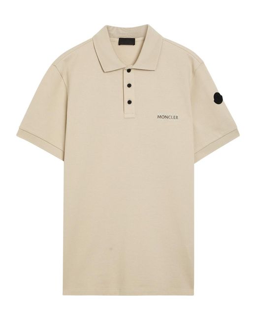 Moncler Natural Logo-Print Cotton Polo Shirt for men