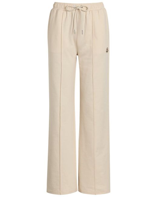 Moncler Natural Pintuck Straight-Leg Cotton Sweatpants