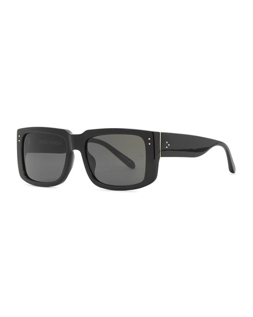 Linda Farrow Morrison Black Rectangle-frame Sunglasses