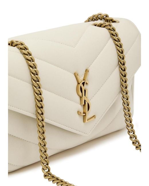 Saint Laurent Natural Loulou Small Quilted Leather Shoulder Bag