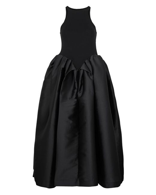 Marques'Almeida Black Silk-taffeta And Stretch-cotton Midi Dress