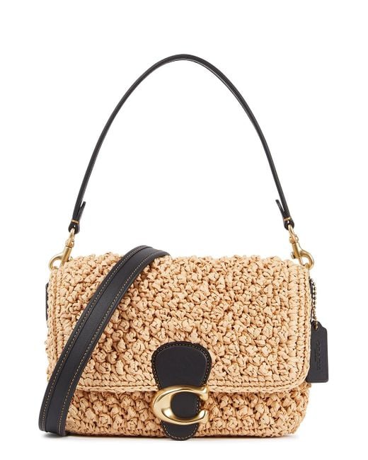 COACH Tabby Sand Textured Straw Cross-body Bag in Natural | Lyst UK