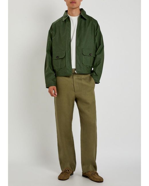 Bode Green Waxed Cotton Jacket for men